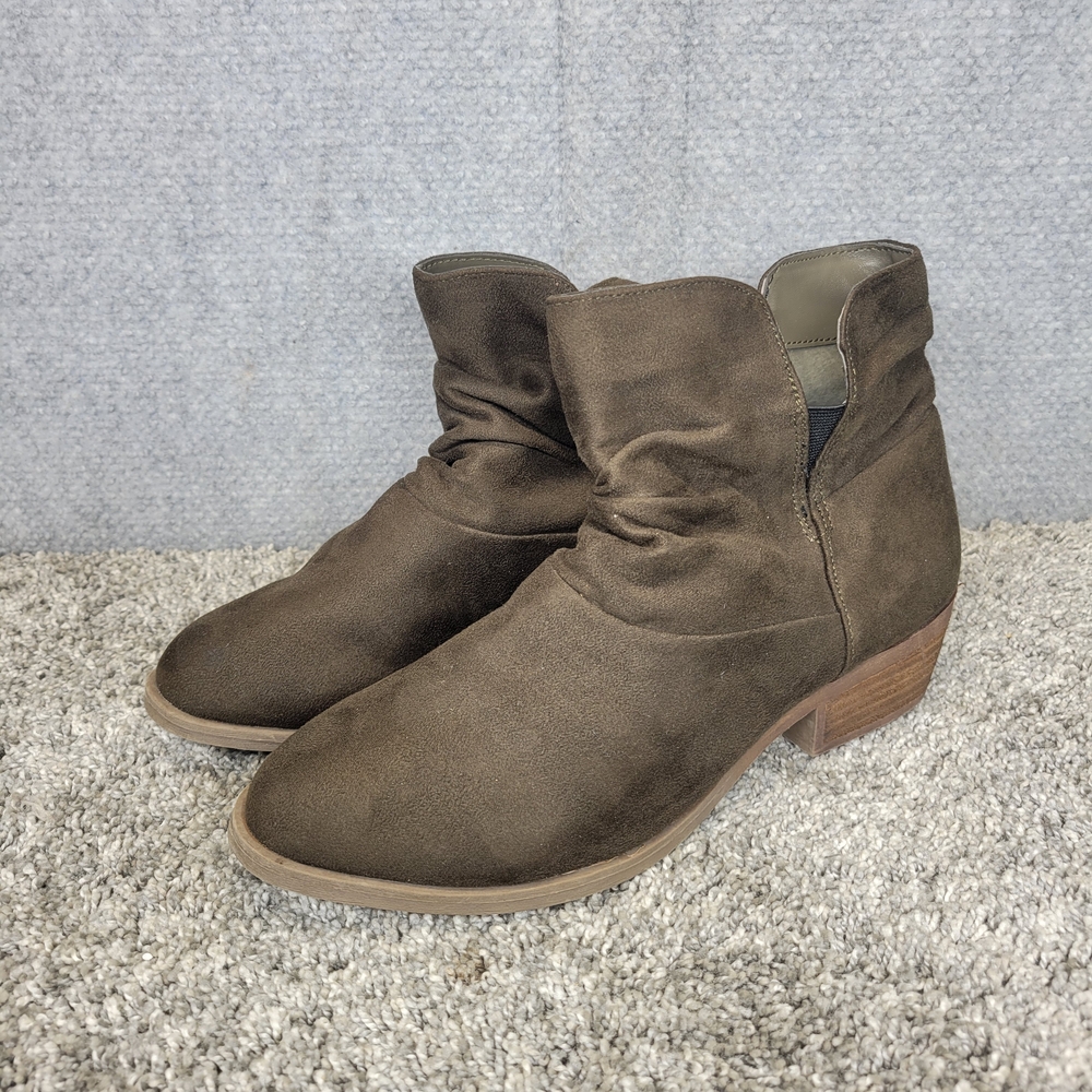 Carlos Santana Brown Suede Slouch Ankle Boots